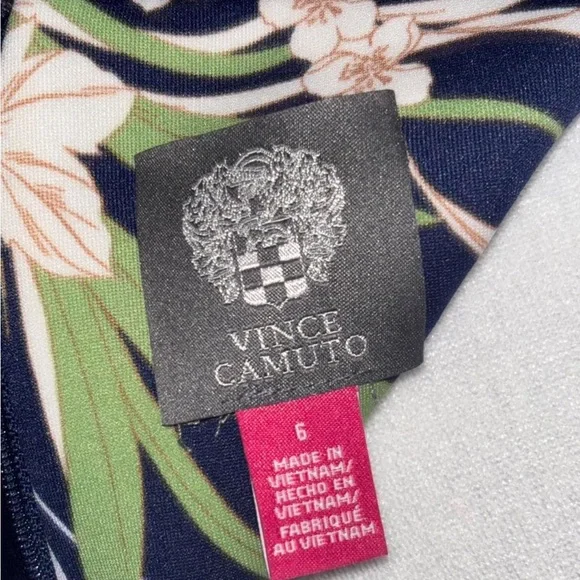 Vince Camuto Navy Floral Midi Dress - Picture 9 of 9